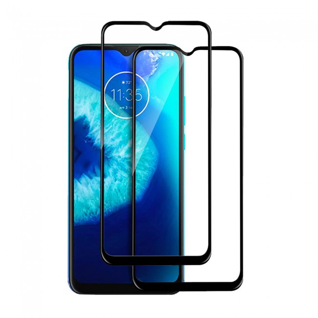 Motorola Moto E6s Tempered 3D Glass 2-Pack Super Shieldz Margoun- Black Frame