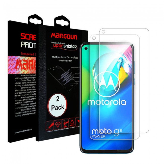 Motorola Moto G8 Power Glass 2 Pack Super Shieldz by Margoun - Clear