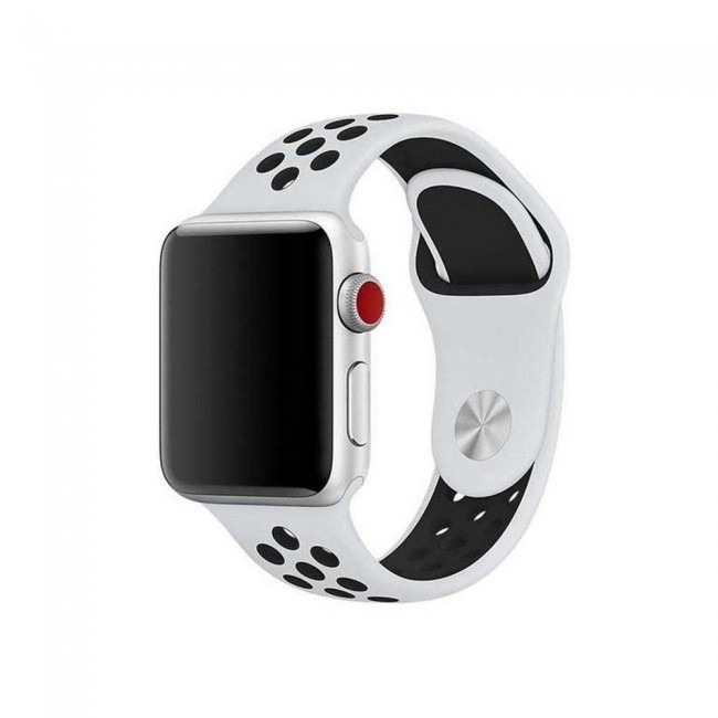 Apple Watch Band 42-44-45mm Silicone Nike Design Strap Henlein Series by Margoun - Light Grey Black