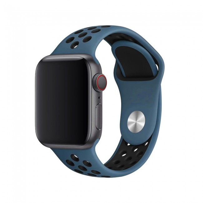 Apple Watch Band 42-44-45mm Silicone Nike Design Strap Henlein Series by Margoun - Dark Blue Black