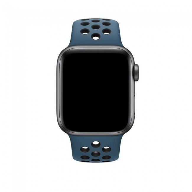 Apple Watch Band 42-44-45mm Silicone Nike Design Strap Henlein Series by Margoun - Dark Blue Black