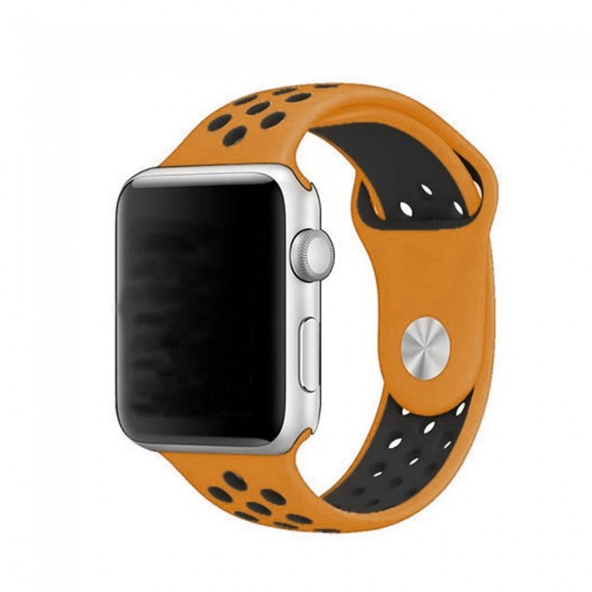 Apple Watch Band 42-44-45mm Silicone Nike Design Strap Henlein Series by Margoun - Orange-Black