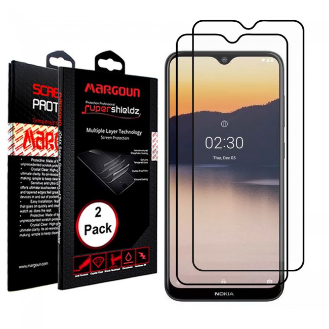 Nokia 2.3 Glass 3D Tempered 2 Pack Super Shieldz Margoun- Black Frame