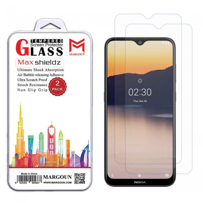 Nokia 2.3 Tempered Glass 2 Pack Max Shieldz Margoun - Clear
