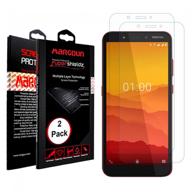 Nokia C1 Glass 2 Pack Super Shieldz Margoun- Clear