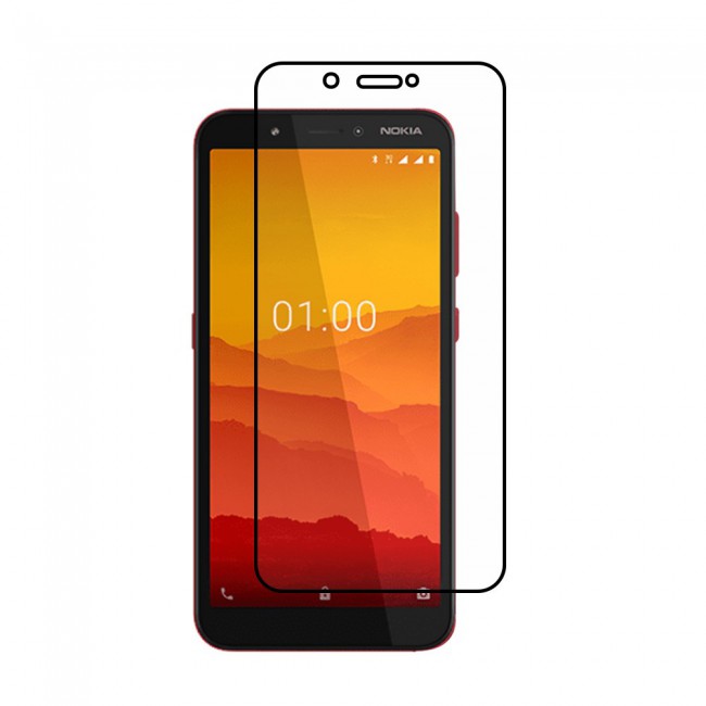 Nokia C1 Glass 3D Tempered Ultimate Margoun - Black Frame