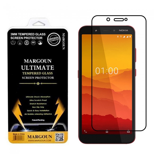 Nokia C1 Glass 3D Tempered Ultimate Margoun - Black Frame