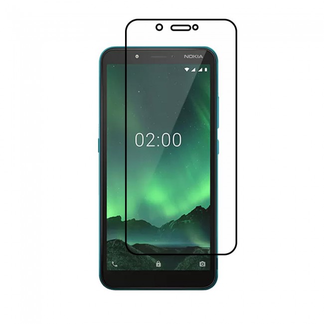 Nokia C2 Glass 3D Tempered Ultimate Margoun - Black Frame