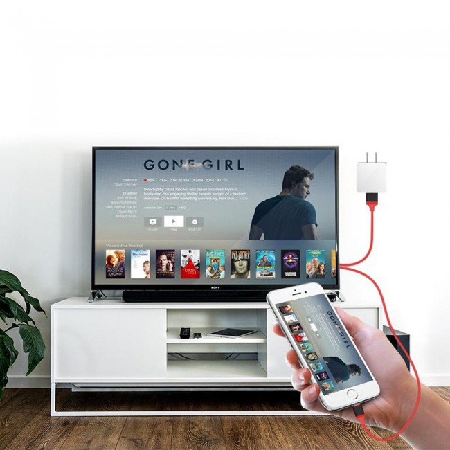 OTN-7575S Lightning to HDMI Cable HDTV Adapter 2m – Red