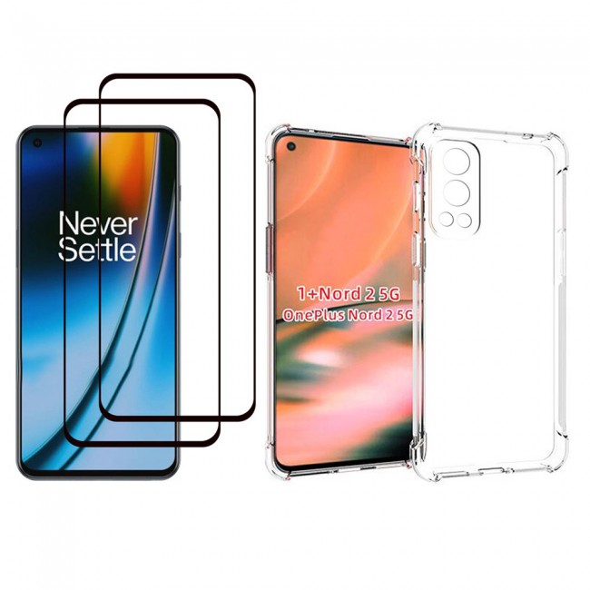 3Pack Margoun Gorilla TPU Case Cover with Two 3D Screen Protectors for OnePlus Nord 2 5G