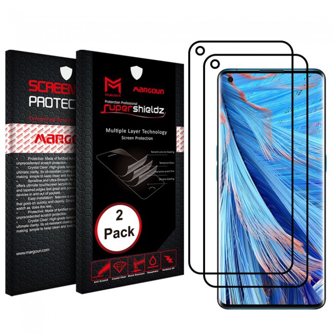 Oppo Find X2 Pro Tempered 9D Glass 2-Pack Super Shieldz Margoun- Black Frame