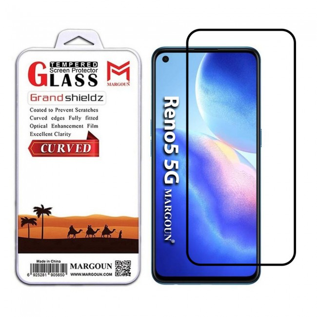 Oppo Reno 5 5G Glass 3D Tempered Screen Protector Grand Shieldz by Margoun - Side Black