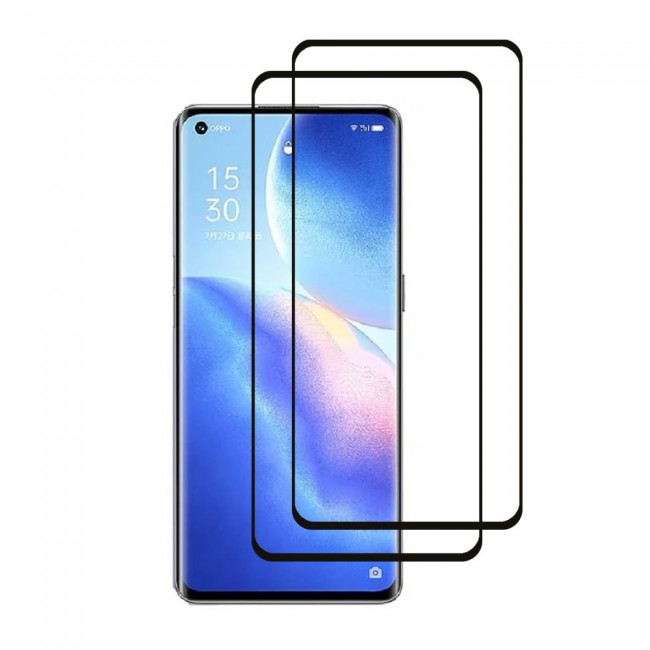Oppo Reno 5 Pro Glass 3D Tempered Screen Protector 2Pack Super Shieldz by Margoun - Side Black