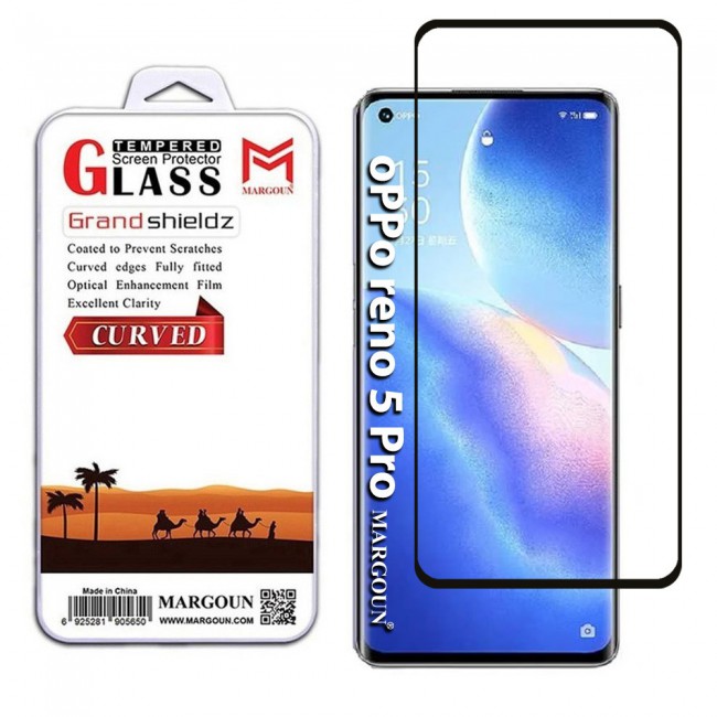 Oppo Reno 5 Pro Glass 3D Tempered Screen Protector Grand Shieldz by Margoun - Side Black