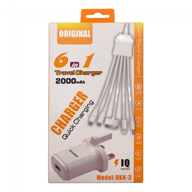 Original IQ Series DKK-3 2000mAh 6 in 1 Travel Charger – White