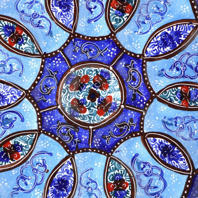 Persian Handmade Enamel Copper Plate MGH78 - Blue