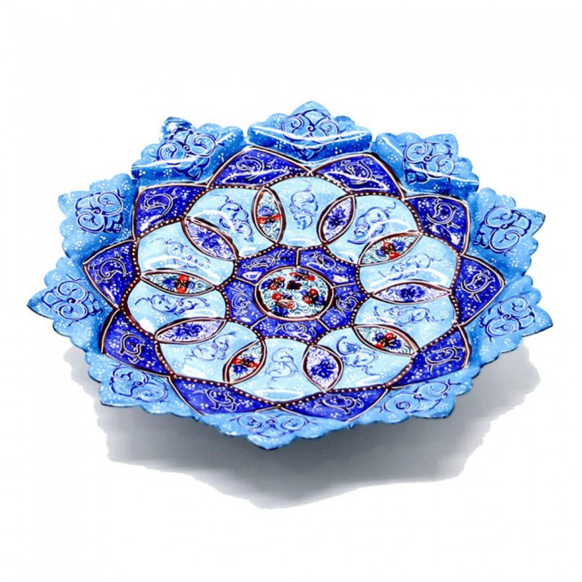 Persian Handmade Enamel Copper Plate MGH78 - Blue