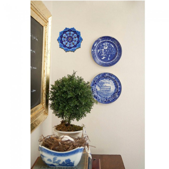 Persian Handmade Enamel Copper Plate MGH78 - Blue
