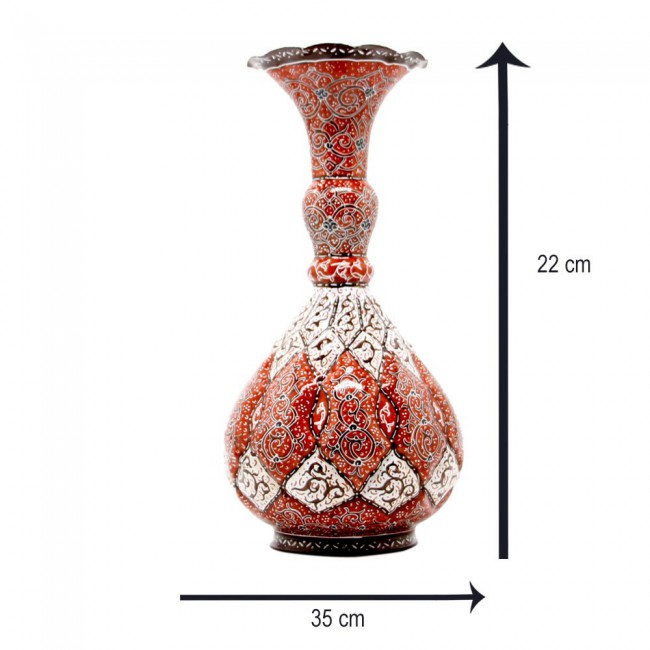 Persian Handmade Enamel Copper Vase MGH255 - Red