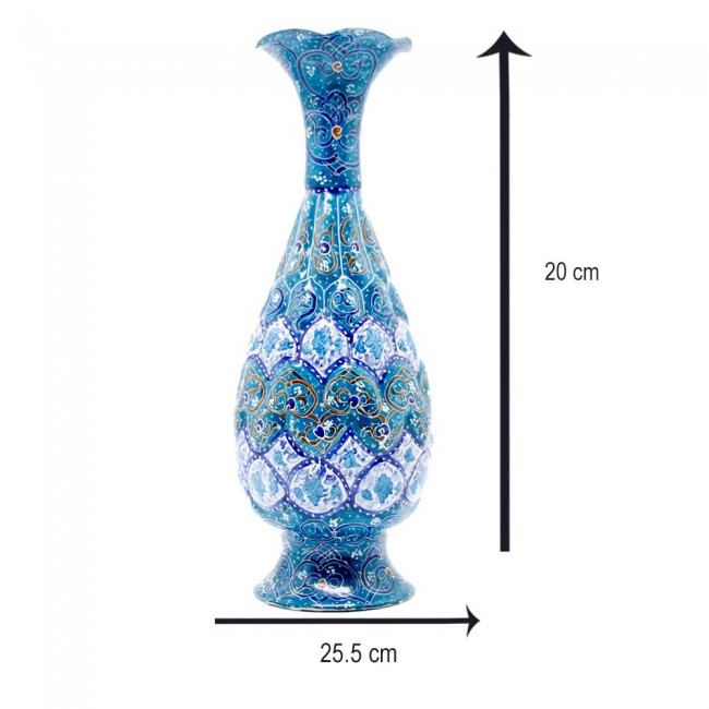 Persian Handmade Enamel on Copper Vase with Perfect Design MGH113 - Sky Blue and Dark Blue