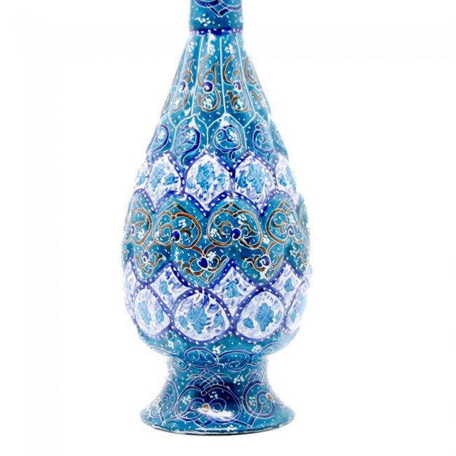 Persian Handmade Enamel on Copper Vase with Perfect Design MGH113 - Sky Blue and Dark Blue