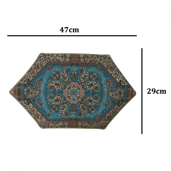 Margoun Persian Handmade Table Cloth with Traditional Pattern - Blue