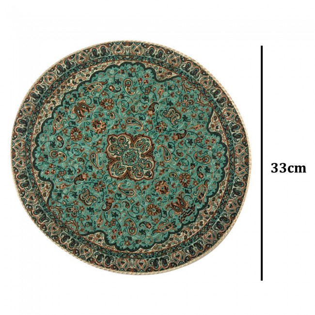 Margoun Persian Handmade Silk Table Cloth with Traditional Design - Green