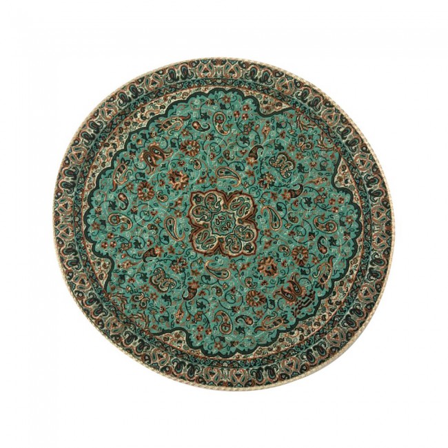 Margoun Persian Handmade Silk Table Cloth with Traditional Design - Green