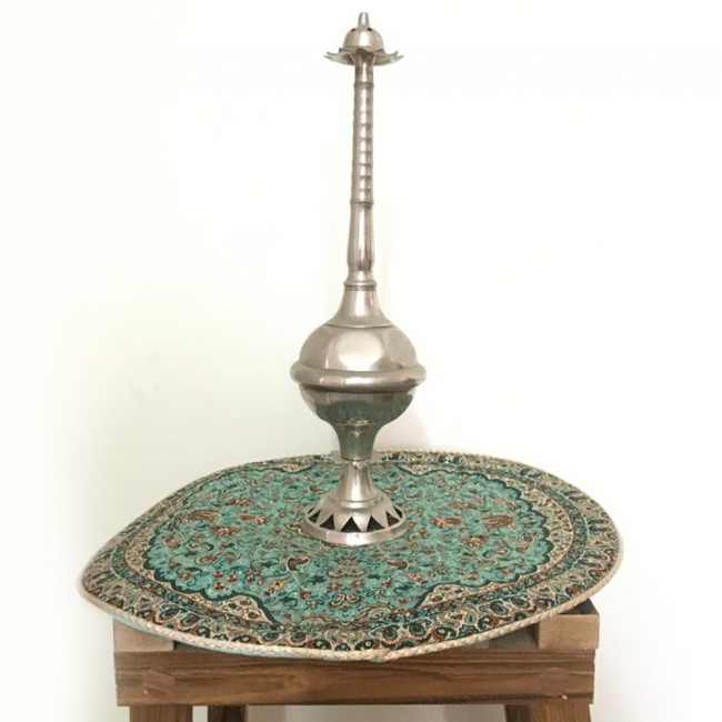 Margoun Persian Handmade Silk Table Cloth with Traditional Design - Green