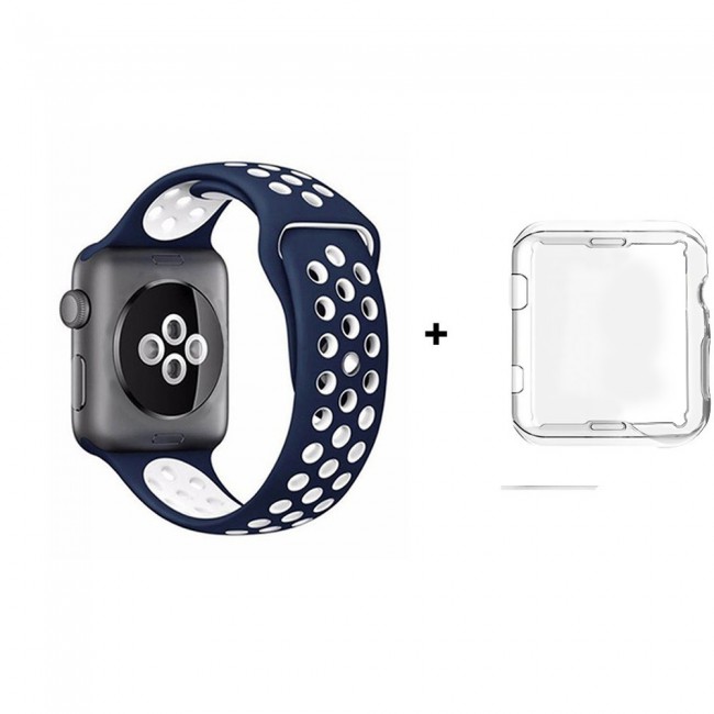Margoun Nike Design Sports Silicone Apple Watch Band with a Protective TPU Case in 9 Colors – 38/40/42/44mm