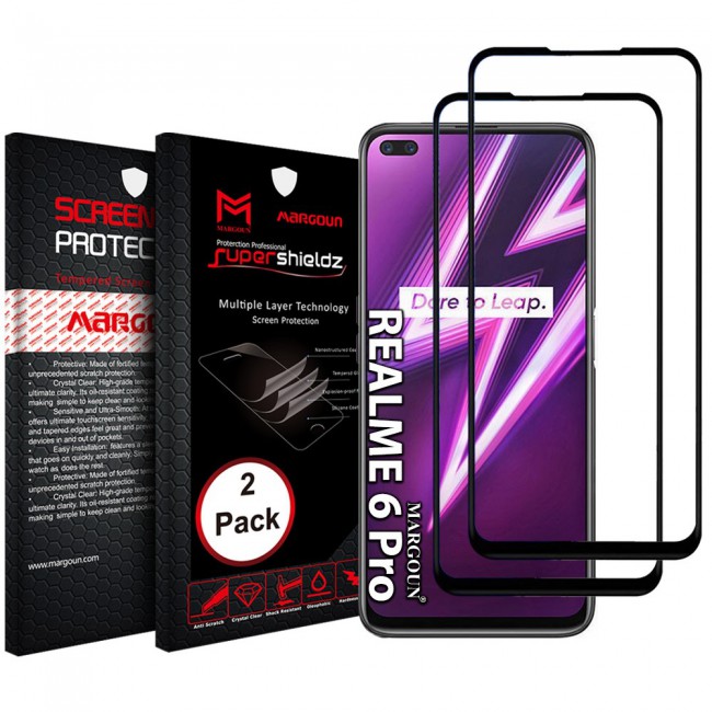 Realme 6 Pro 2Pack Full Glue 3D Tempered Glass Screen Protector Super Shieldz Margoun – Black Edge