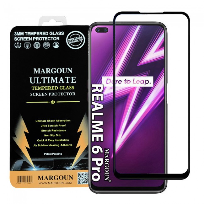 Realme 6 Pro Full Glue 3D Tempered Glass Screen Protector Ultimate Margoun – Black Edge