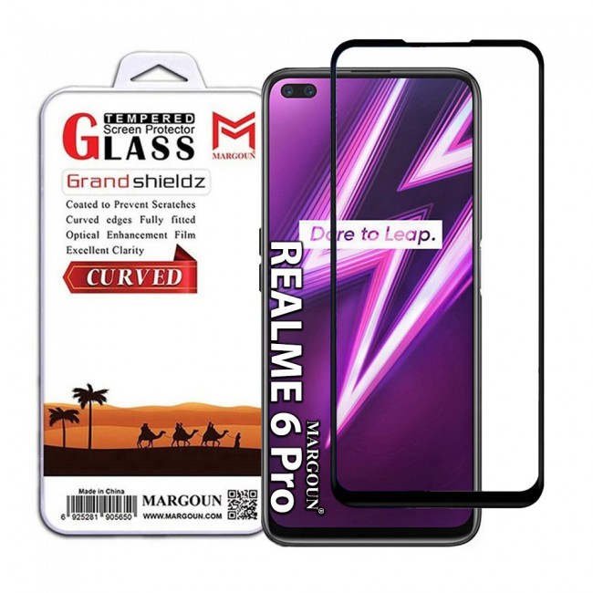 Realme 6 Pro Full Glue 3D Tempered Glass Screen Protector Grand Shieldz Margoun – Black Edge