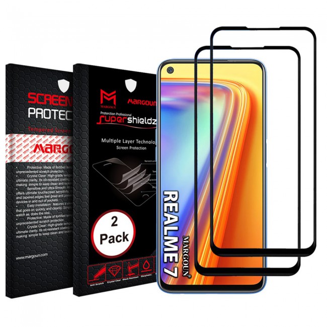 Realme 7 2Pack Full Glue 3D Tempered Glass Screen Protector Super Shieldz Margoun – Black Edge