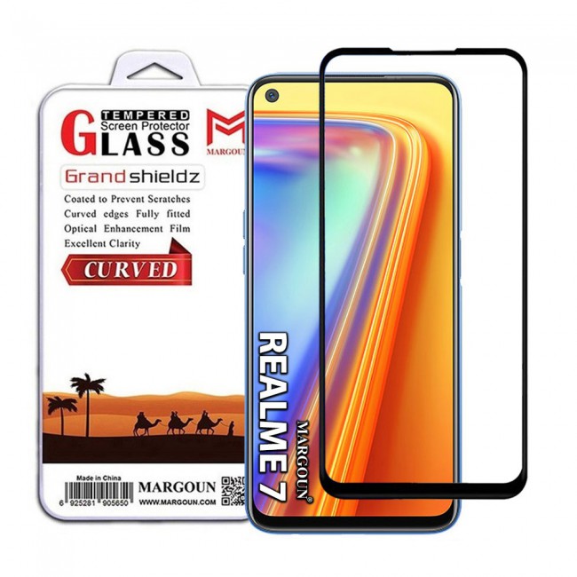 Realme 7 Full Glue 3D Tempered Glass Screen Protector Grand Shieldz Margoun – Black Edge
