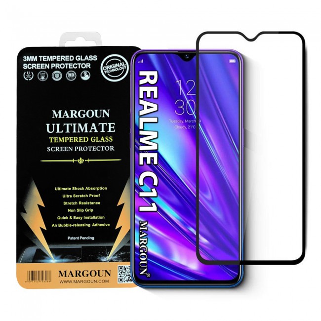 Realme C11 Full Glue 3D Tempered Glass Screen Protector Ultimate Margoun – Black Edge