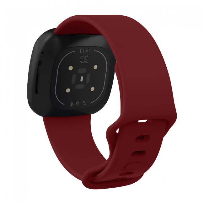 Silicone Rubber Infinity Band for Fitbit Versa 3 Medium-Long Length 230mm by Margoun - Dark Red