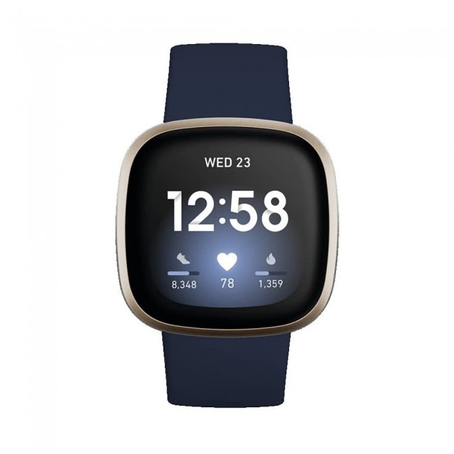 2Pack Silicone Rubber Infinity Band for Fitbit Versa 3 Medium-Long Length 230mm Henlein Series by Margoun - Dark Blue Black
