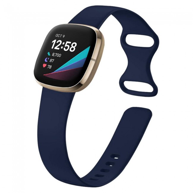 2Pack Silicone Rubber Infinity Band for Fitbit Versa 3 Medium-Long Length 230mm Henlein Series by Margoun - Dark Blue Black