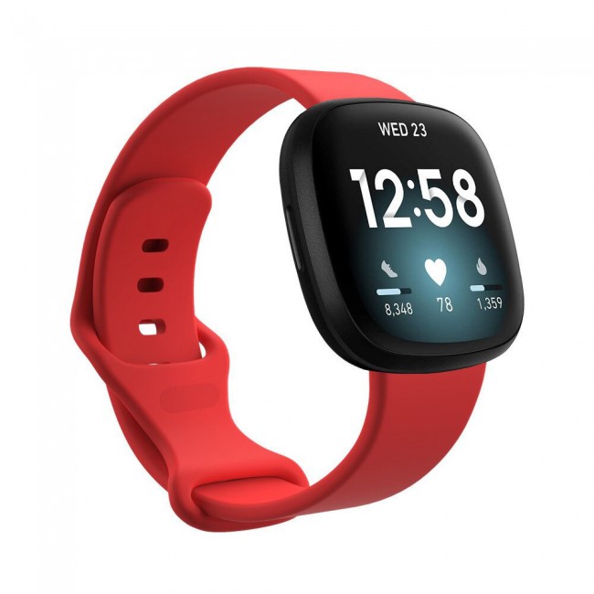 Silicone Rubber Infinity Band for Fitbit Versa 3 Medium-Long Length 230mm Henlein Series by Margoun - Red