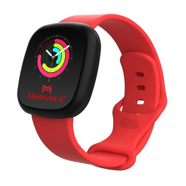 Silicone Rubber Infinity Band for Fitbit Versa 3 Medium-Long Length 230mm Henlein Series by Margoun - Red