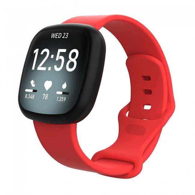 Silicone Rubber Infinity Band for Fitbit Versa 3 Medium-Long Length 230mm Henlein Series by Margoun - Red