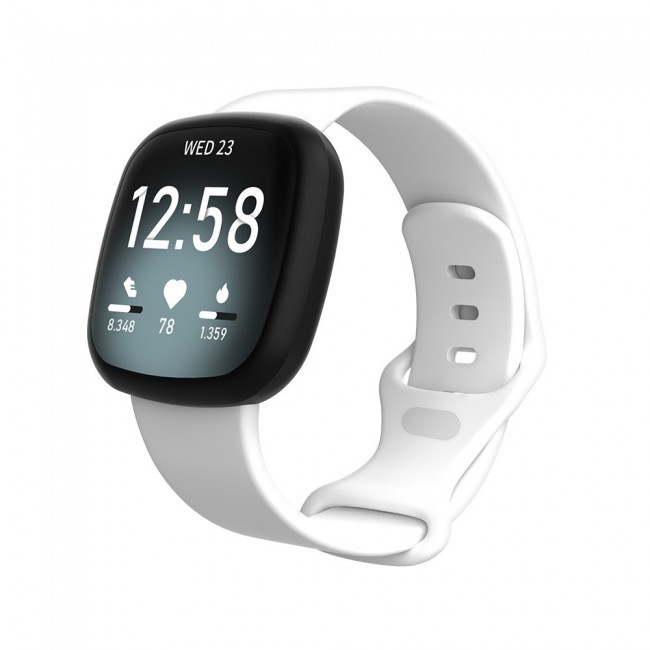 2Pack Silicone Rubber Infinity Band for Fitbit Versa 3 Medium-Long Length 230mm Henlein Series by Margoun - White Black