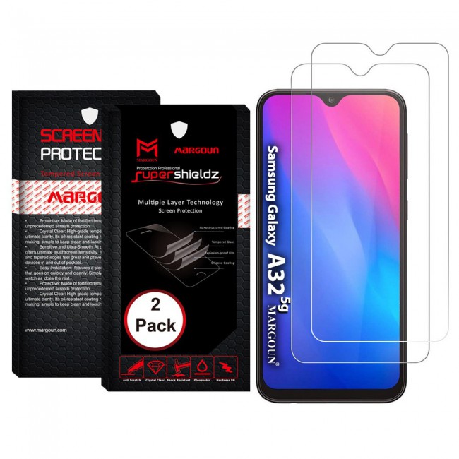 Samsung Galaxy A32 5G and A12 Tempered Screen Protector Super Shieldz by Margoun - 2-Pack Clear