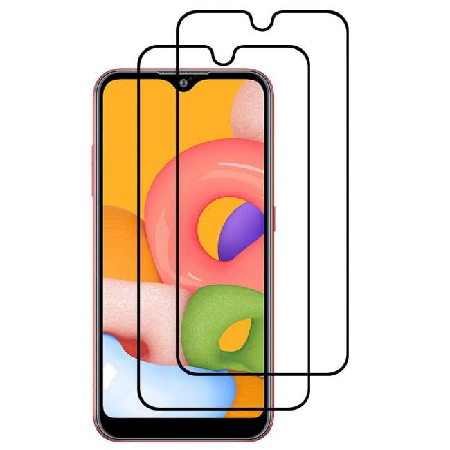Samsung Galaxy A01 9D Tempered Glass 2-Pack Super Shieldz Margoun- Black Frame