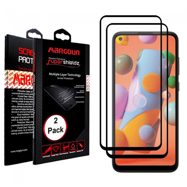 Samsung Galaxy A11 3D Tempered Glass 2-Pack Super Shieldz Margoun- Black Frame