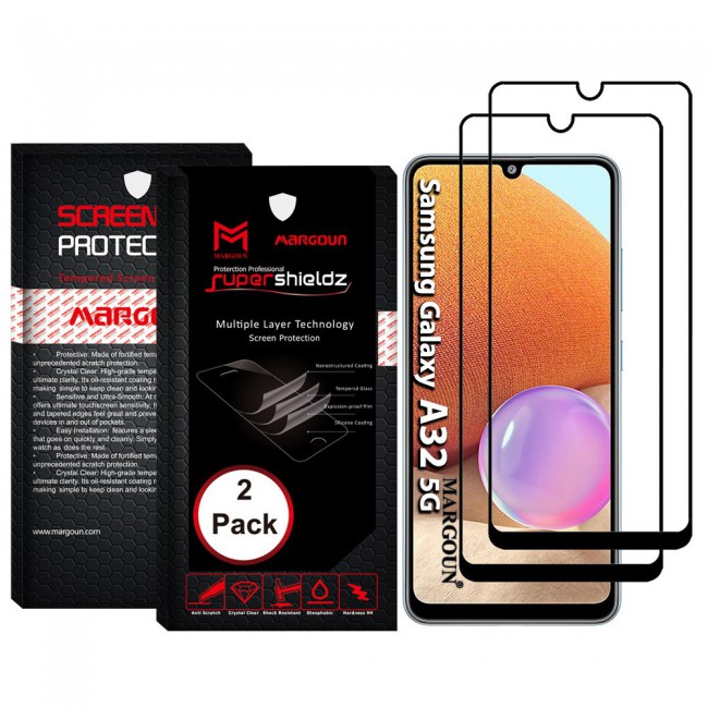 Samsung Galaxy A12 A32 5G 3D Tempered Screen Protector 2Pack Super Shieldz by Margoun - Black Edge