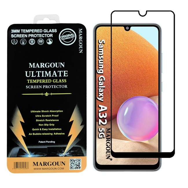 Samsung Galaxy A12 A32 5G Glass 3D Tempered Screen Protector Ultimate by Margoun - Black Edge