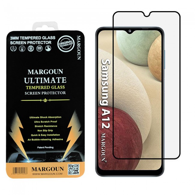 Samsung Galaxy A12 Glass 3D Tempered Screen Protector Ultimate by Margoun - Black Edge