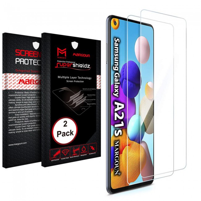 Samsung Galaxy A21s Clear Screen Protector Glass Super Shieldz by Margoun